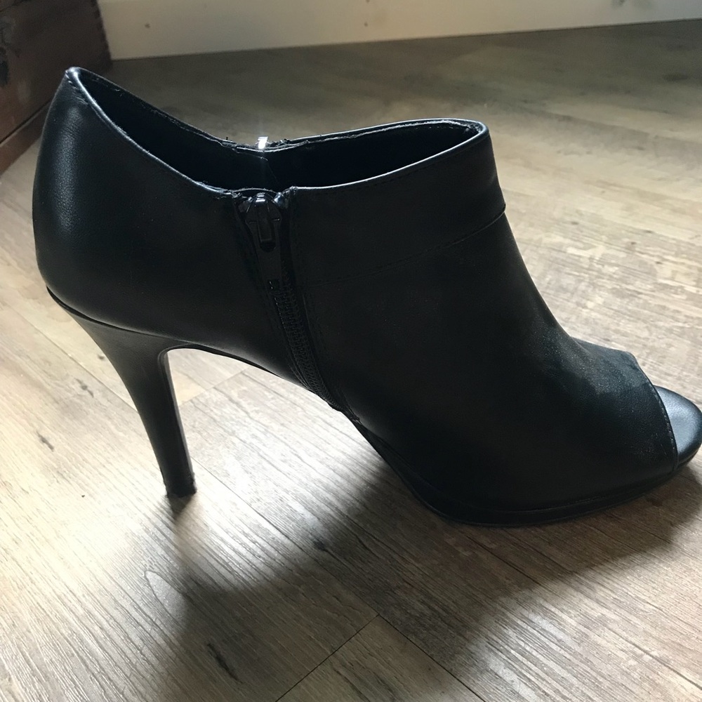 Black leather booties